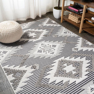 Sumak High-low Pile Neutral Diamond Kilim Area Rug