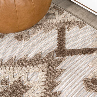 Sumak High-low Pile Neutral Diamond Kilim Area Rug