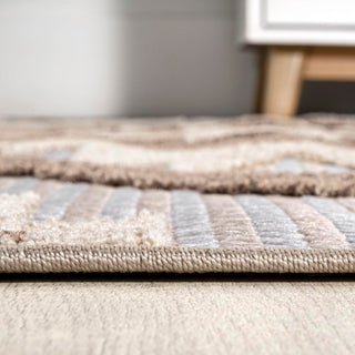 Sumak High-low Pile Neutral Diamond Kilim Area Rug