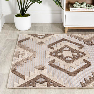 Sumak High-low Pile Neutral Diamond Kilim Area Rug
