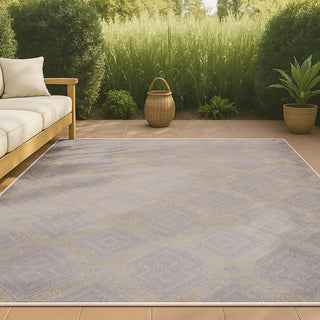 Duwun High-low Pile Ogee Trellis Tone-on-tone Indoor/outdoor Area Rug