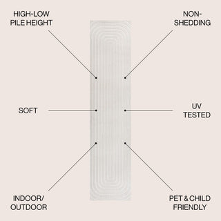 Freya High-Low Modern Scandinavian Arch Stripe Monotone Indoor/Outdoor Area Rug
