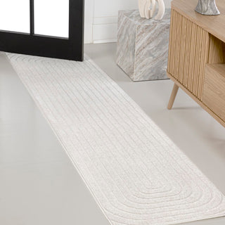 Freya High-Low Modern Scandinavian Arch Stripe Monotone Indoor/Outdoor Area Rug - JONATHAN Y