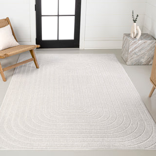 Freya High-Low Modern Scandinavian Arch Stripe Monotone Indoor/Outdoor Area Rug