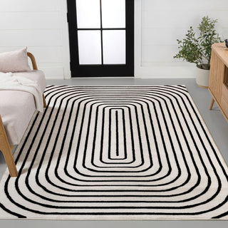 Freya High-Low Modern Scandinavian Arch Stripe Monotone Indoor/Outdoor Area Rug