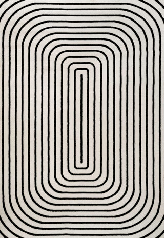 Freya High-Low Modern Scandinavian Arch Stripe Monotone Indoor/Outdoor Area Rug