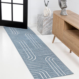 Anders High-Low MidCentury Modern Arch Stripe Two-Tone Indoor/Outdoor Area Rug - JONATHAN Y