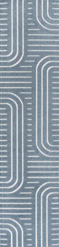 Anders High-Low MidCentury Modern Arch Stripe Two-Tone Indoor/Outdoor Area Rug - JONATHAN Y