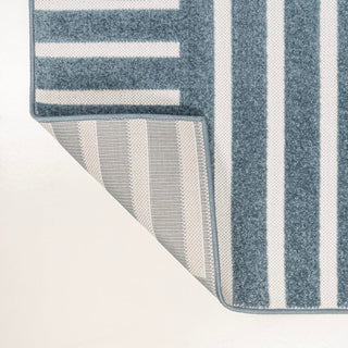 Anders High-Low MidCentury Modern Arch Stripe Two-Tone Indoor/Outdoor Area Rug - JONATHAN Y