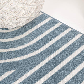 Anders High-Low MidCentury Modern Arch Stripe Two-Tone Indoor/Outdoor Area Rug - JONATHAN Y
