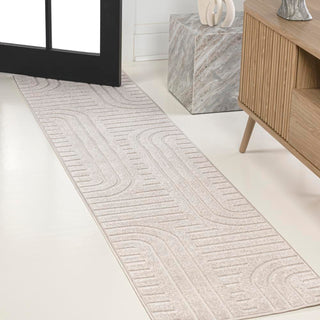 Anders High-Low MidCentury Modern Arch Stripe Two-Tone Indoor/Outdoor Area Rug - JONATHAN Y