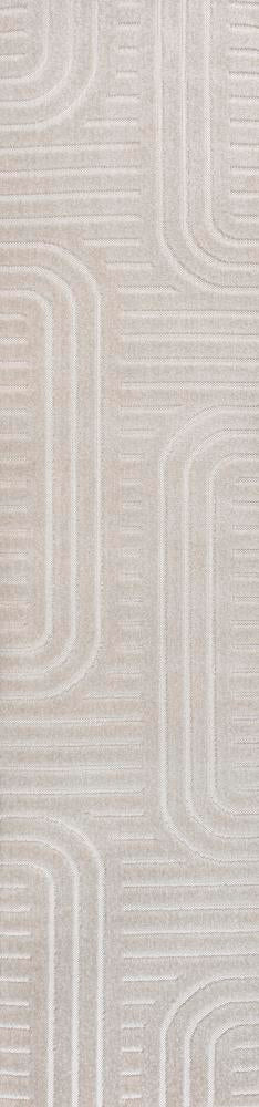 Anders High-Low MidCentury Modern Arch Stripe Two-Tone Indoor/Outdoor Area Rug - JONATHAN Y