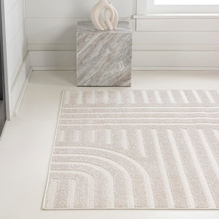 Anders High-Low MidCentury Modern Arch Stripe Two-Tone Indoor/Outdoor Area Rug - JONATHAN Y