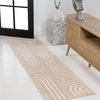 Anders High-Low MidCentury Modern Arch Stripe Two-Tone Indoor/Outdoor Area Rug