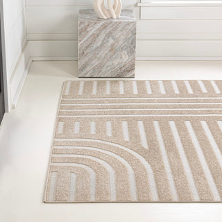 Anders High-Low MidCentury Modern Arch Stripe Two-Tone Indoor/Outdoor Area Rug