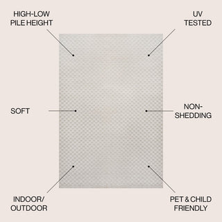Finn High-Low Modern Minimalist Checkered Monotone Indoor/Outdoor Area Rug