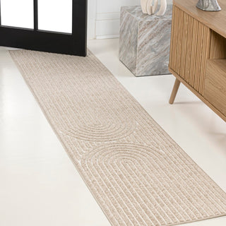 Sofia High-Low MidCentury Modern Arch Stripe Two-Tone Indoor/Outdoor Area Rug - JONATHAN Y