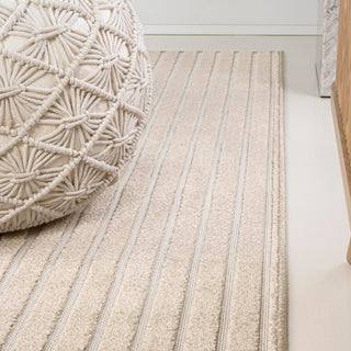 Sofia High-Low MidCentury Modern Arch Stripe Two-Tone Indoor/Outdoor Area Rug - JONATHAN Y