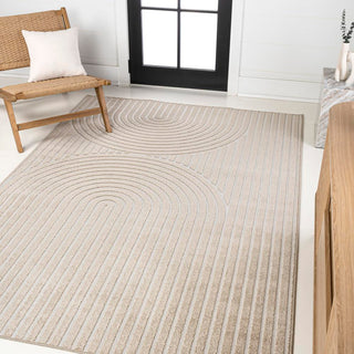 Sofia High-Low MidCentury Modern Arch Stripe Two-Tone Indoor/Outdoor Area Rug - JONATHAN Y