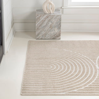 Sofia High-Low MidCentury Modern Arch Stripe Two-Tone Indoor/Outdoor Area Rug - JONATHAN Y