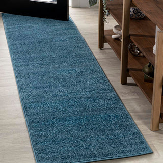 Haze Solid Low-pile Area Rug Turquoise - JONATHAN Y