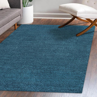 Haze Solid Low-pile Area Rug Turquoise - JONATHAN Y