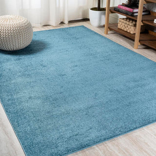 Haze Solid Low-pile Area Rug Turquoise - JONATHAN Y