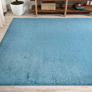 Haze Solid Low-pile Area Rug Turquoise - JONATHAN Y