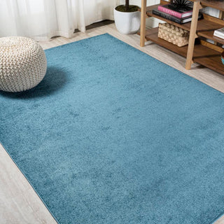 Haze Solid Low-pile Area Rug Turquoise - JONATHAN Y