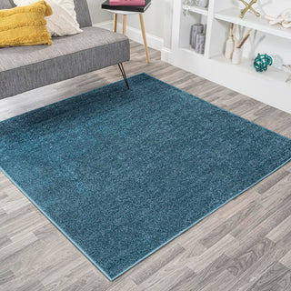 Haze Solid Low-pile Area Rug Turquoise