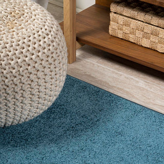 Haze Solid Low-pile Area Rug Turquoise