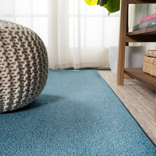 Haze Solid Low-pile Area Rug Turquoise