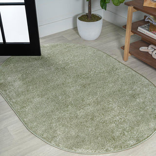 Haze Solid Low-pile Area Rug Green
