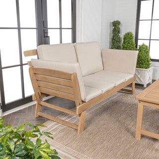 Hartley 2-Seat Modern Scandinavian Folding Wood Outdoor Day Bed Sofa - JONATHAN Y