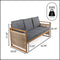 Gable 3-Seat Mid-Century Modern Roped Acacia Wood Outdoor Sofa with Cushions
