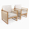 Gable Mid-Century Modern Roped Acacia Wood Outdoor Patio Chair with Cushions