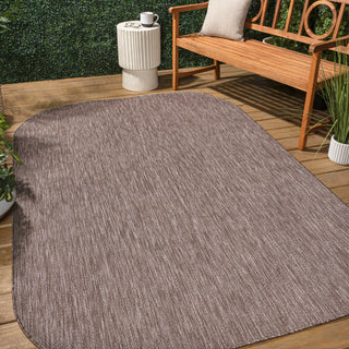 Miles Modern Minimalist Radius Corner Solid Indoor/Outdoor Area Rug