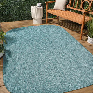 Miles Modern Minimalist Radius Corner Solid Indoor/Outdoor Area Rug