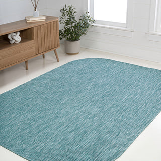 Miles Modern Minimalist Radius Corner Solid Indoor/Outdoor Area Rug