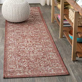 Tela Bohemian Textured Weave Floral Indoor/outdoor Runner Rug - JONATHAN Y