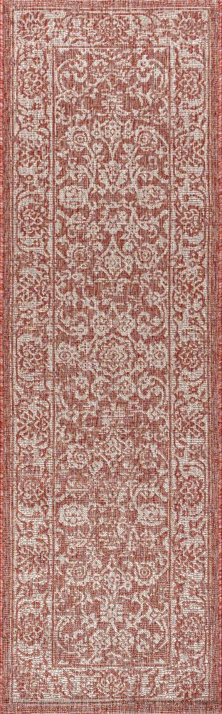 Tela Bohemian Textured Weave Floral Indoor/outdoor Runner Rug - JONATHAN Y