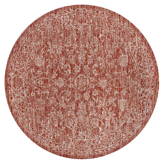 Tela Bohemian Textured Weave Floral Indoor/outdoor Round Rug