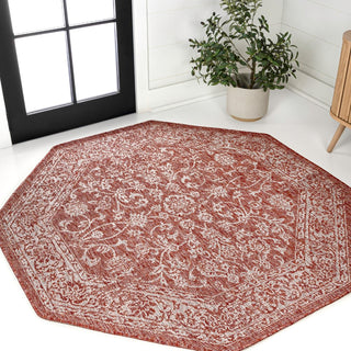 Tela Bohemian Textured Weave Floral Indoor/outdoor Octagon Rug