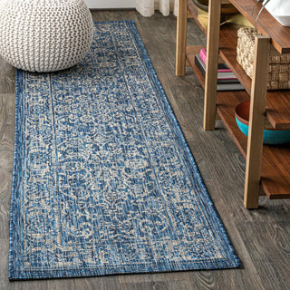 Tela Bohemian Textured Weave Floral Indoor/outdoor Runner Rug - JONATHAN Y