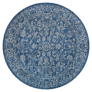 Tela Bohemian Textured Weave Floral Indoor/outdoor Round Rug