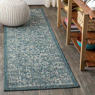 Tela Bohemian Textured Weave Floral Indoor/outdoor Runner Rug - JONATHAN Y