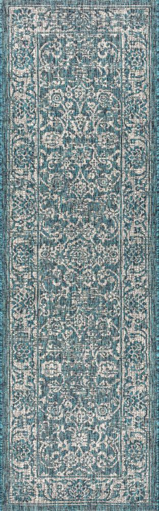 Tela Bohemian Textured Weave Floral Indoor/outdoor Runner Rug - JONATHAN Y