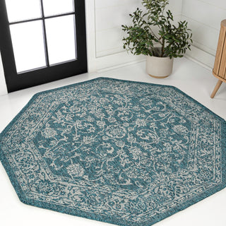 Tela Bohemian Textured Weave Floral Indoor/outdoor Octagon Rug