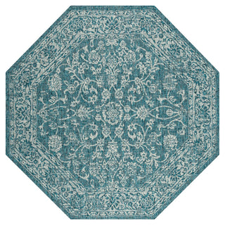 Tela Bohemian Textured Weave Floral Indoor/outdoor Octagon Rug