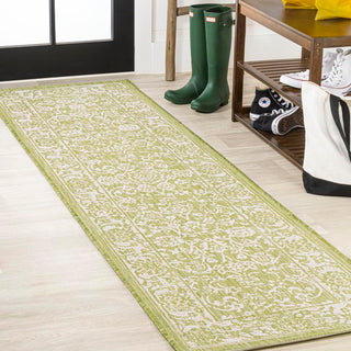 Tela Bohemian Textured Weave Floral Indoor/outdoor Runner Rug - JONATHAN Y